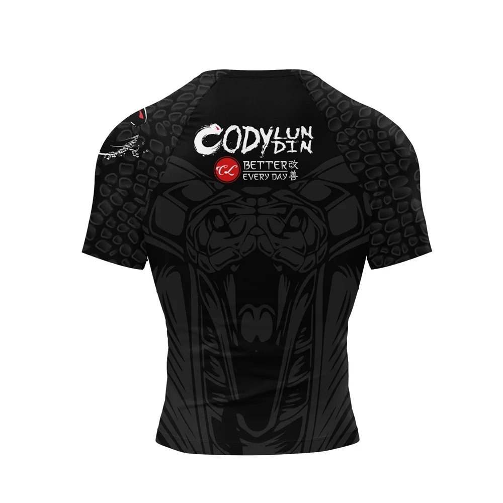كودي لوندين MMA No gi Bjj جيو جيتسو كيك بوكسينغ التدريب Rashguard البوليستر دنة ضغط التسامي الرياضة الرجال تي شيرت