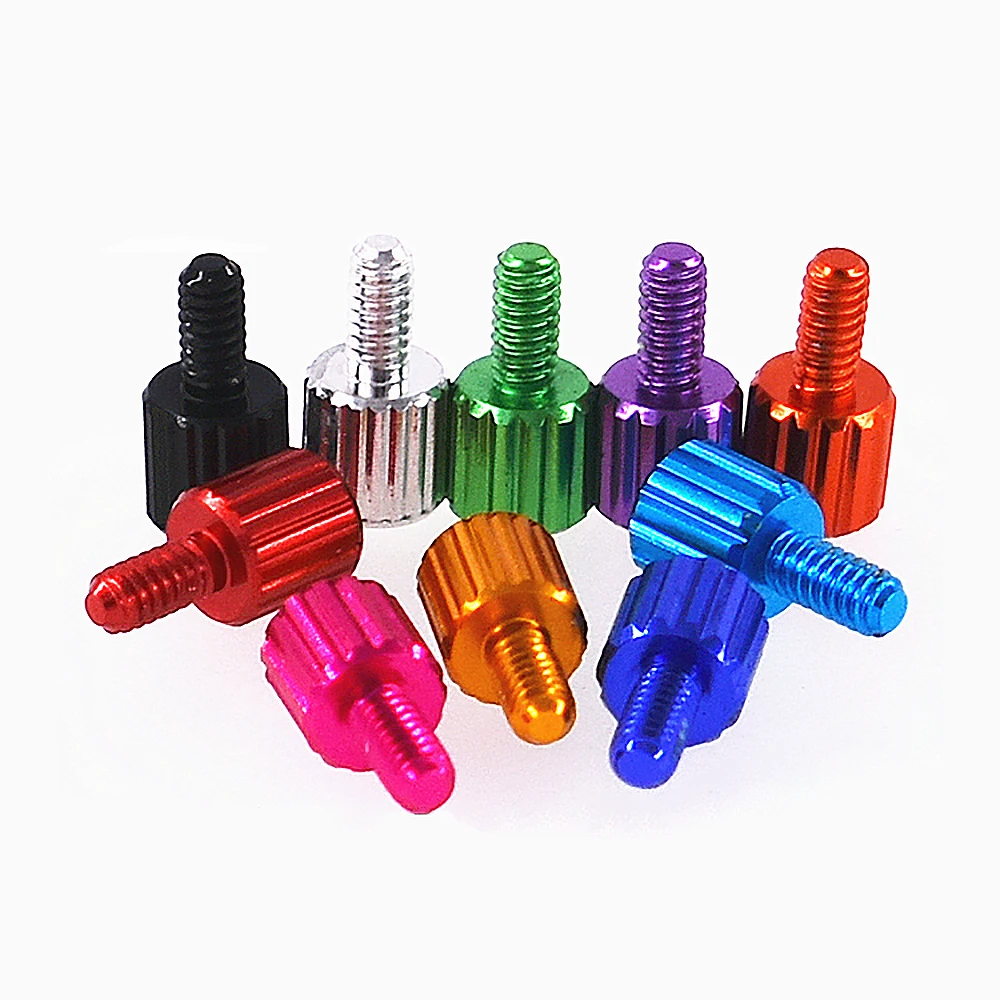 M2 M2.5 M2.6 M4 M5 M6 Aluminum Alloy Knurled Hand Thumb Screw Cylinder Head Hand Tighten Knob Screw Anodized L=4 - 25mm