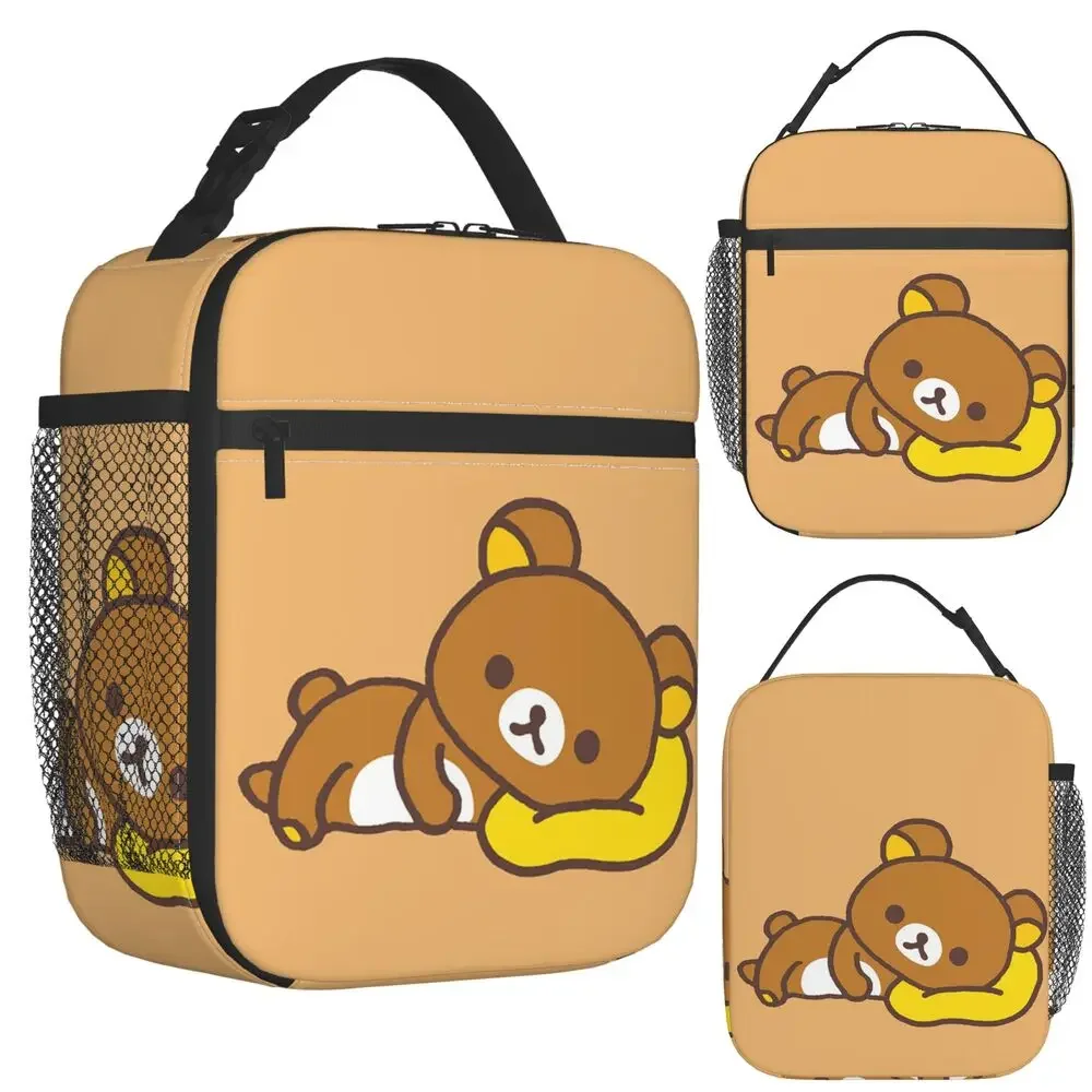 Rilakkuma Insulated Lunch Bag for Women Children Portable Food Boxes Thermal Lunch Box Tote