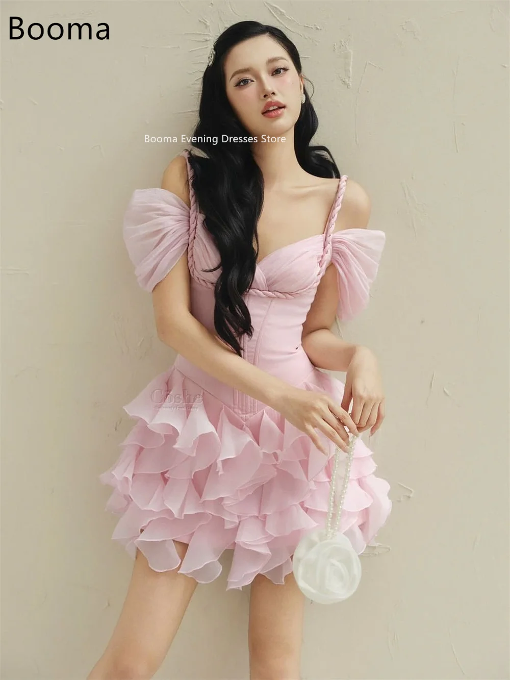 

Booma A-Line Off The Shoulde Pleat Mini Sweetheart Evening Dresses Long Formal Dresses for Women Elegant Prom Gowns Custom Made