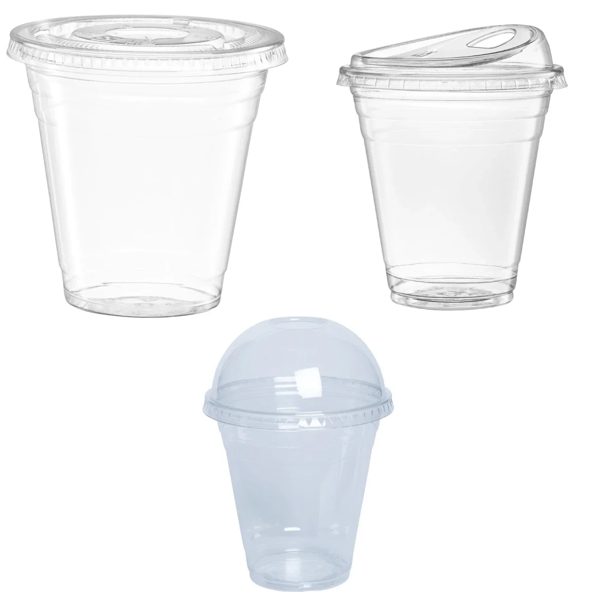 12OZ Clear Plastic Cups with Lids To Go Crystal Clear Disposable Plastic Cups with Straw for Iced Coffee Smoothies Soda Lemonade