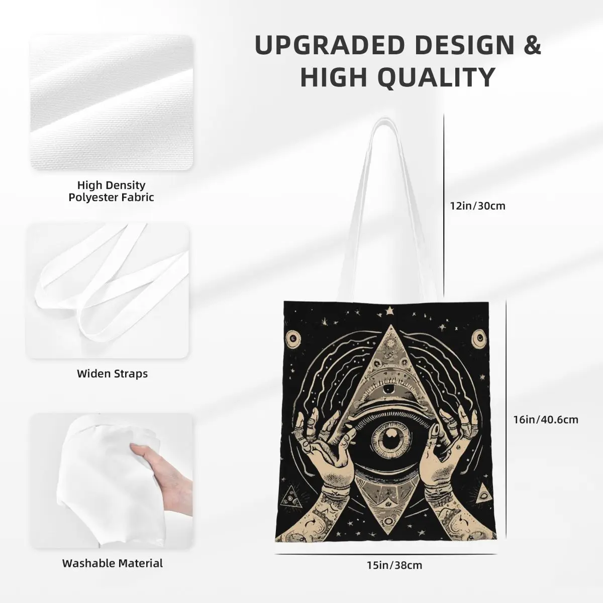 Illuminati All Seeing Eye Boodschappentassen Canvas De draagtas Opvouwbaar voor meisjes Schoudertas Reishandtas