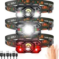 Rechargeable Headlamp Motion Sensor LED Headlight Red Light Super Bright Fishing Light Head Flashlight Camping Outdoor Head Lamp
