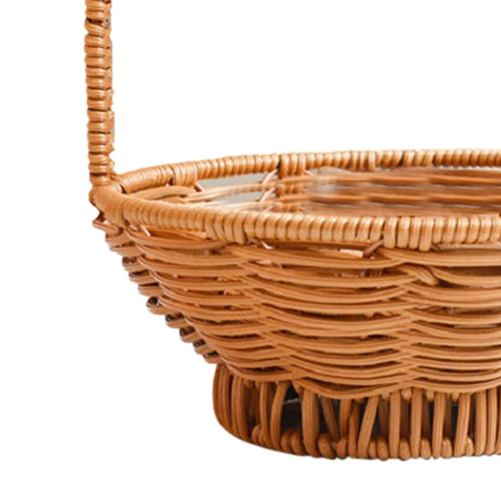 

Imitation Rattan Hand Basket with Handle Snacks Serving Basket Picnic Basket Woven Organizer Basket for Shopping Camping Home