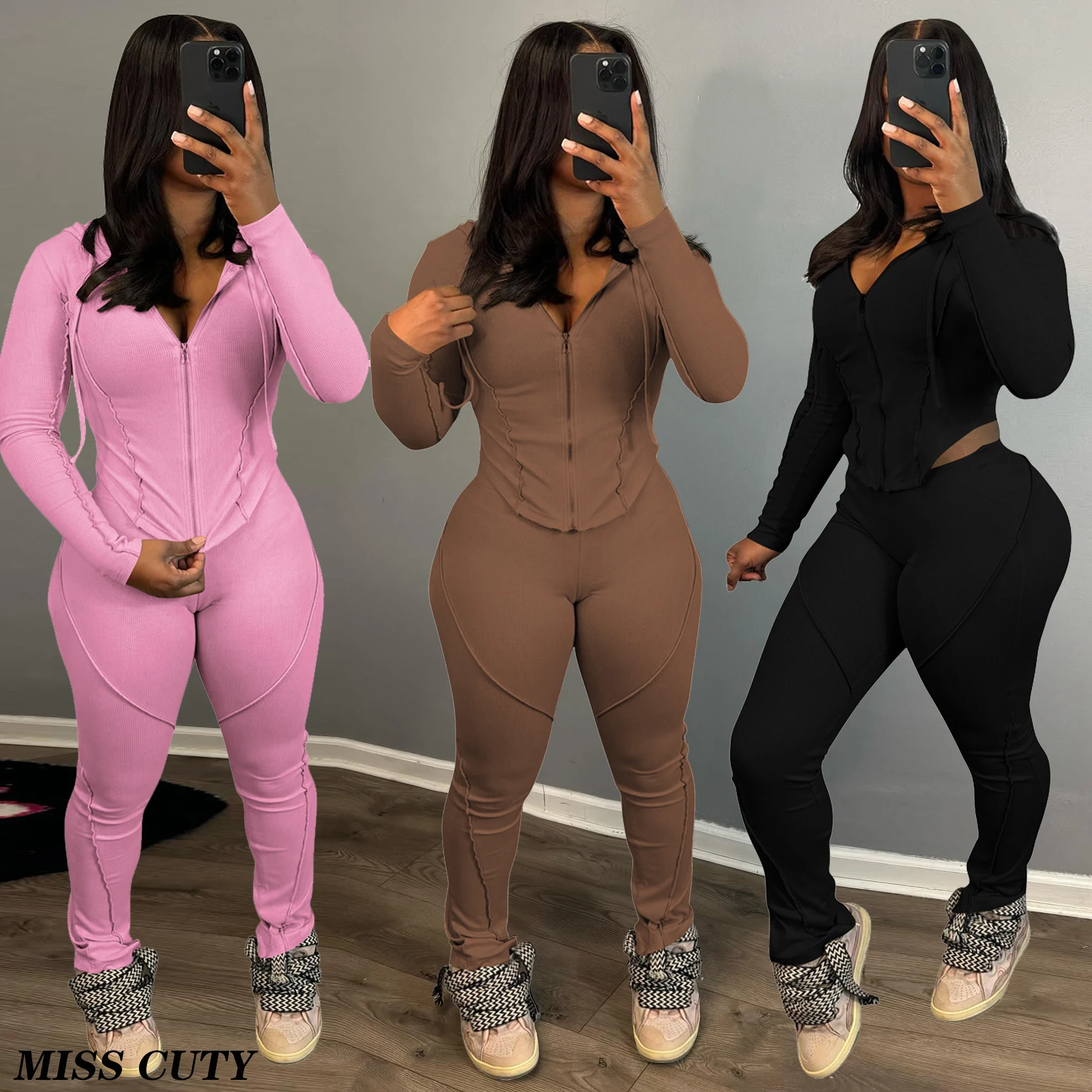 

Winter Two Piece Pant Sets Joggers Women Tracksuits 2023 Y2K Streetwear Outfits Hoodie Tops Jacket Piece Pant Sets Sweatsuits