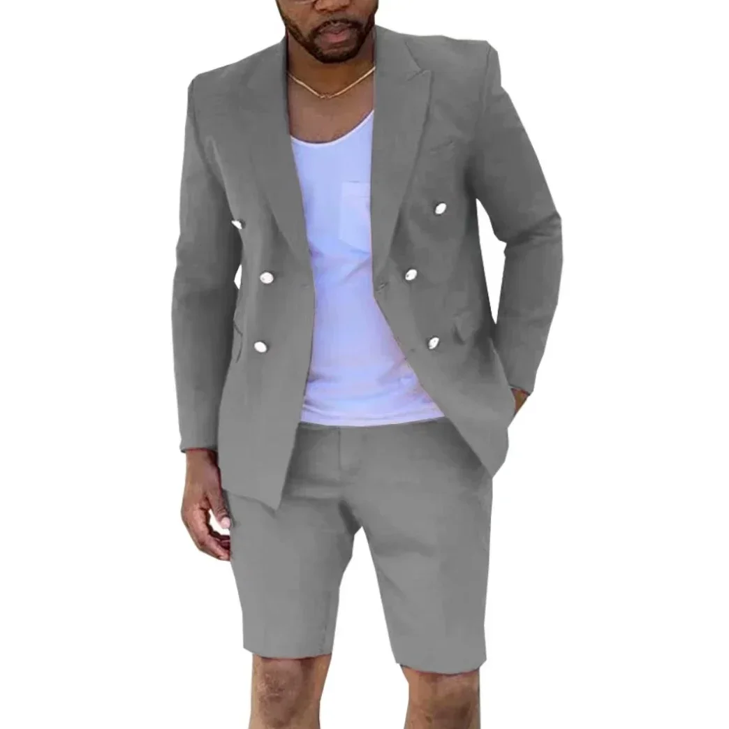 Informal business men\'s suit, jacket and shorts, summer wedding dress