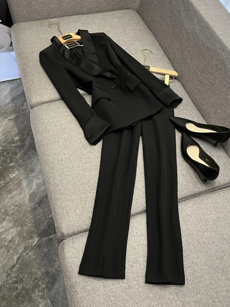 

Костюм Ele с высокой посадкой, комплект из двух предметов, профессиональная женственная одежда премиум-класса, маленький размер, приятная модная рабочая одежда