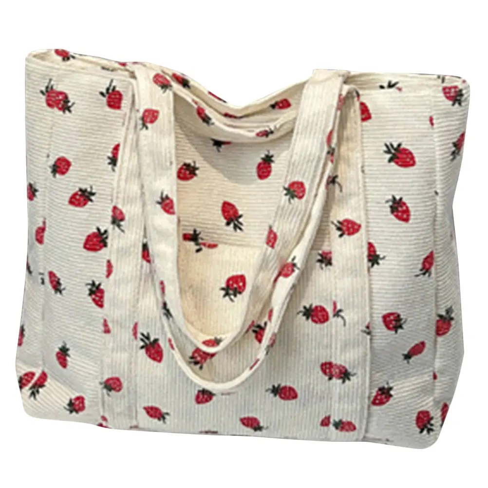 Shopping Tote Bag Forest Fresh borsa a mano in velluto a coste sweetelegant borsa a tracolla da donna Versatile semplice borsa a tracolla portatile per pendolari