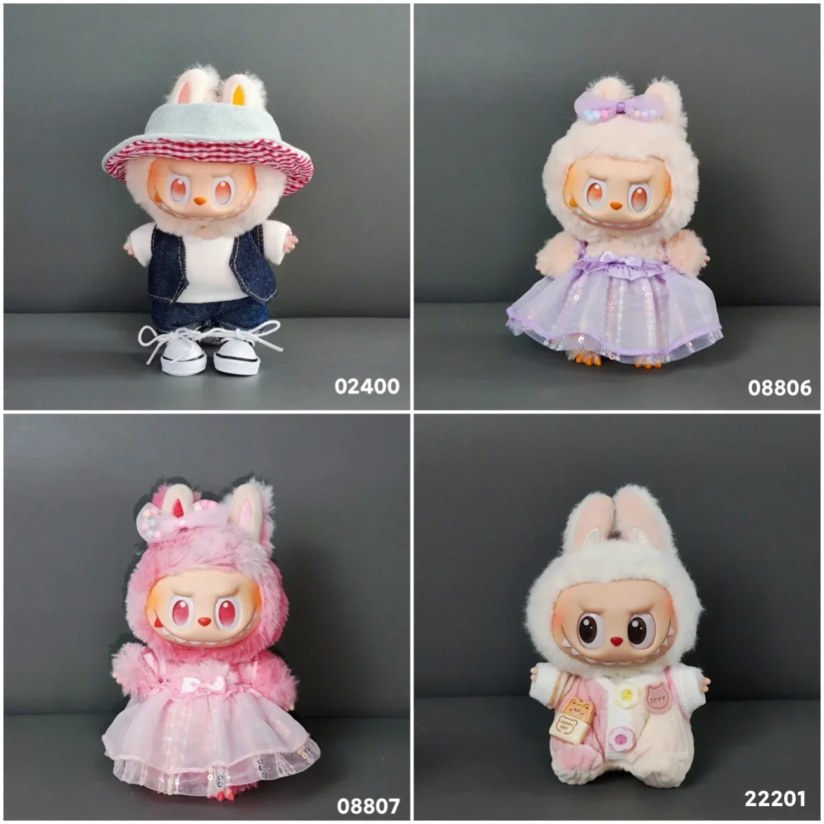 

Labubu Doll Outfit Set - Floral Shirt Leather Jacket & Skirt/Pants Fashion Accessories Gift for Collectors