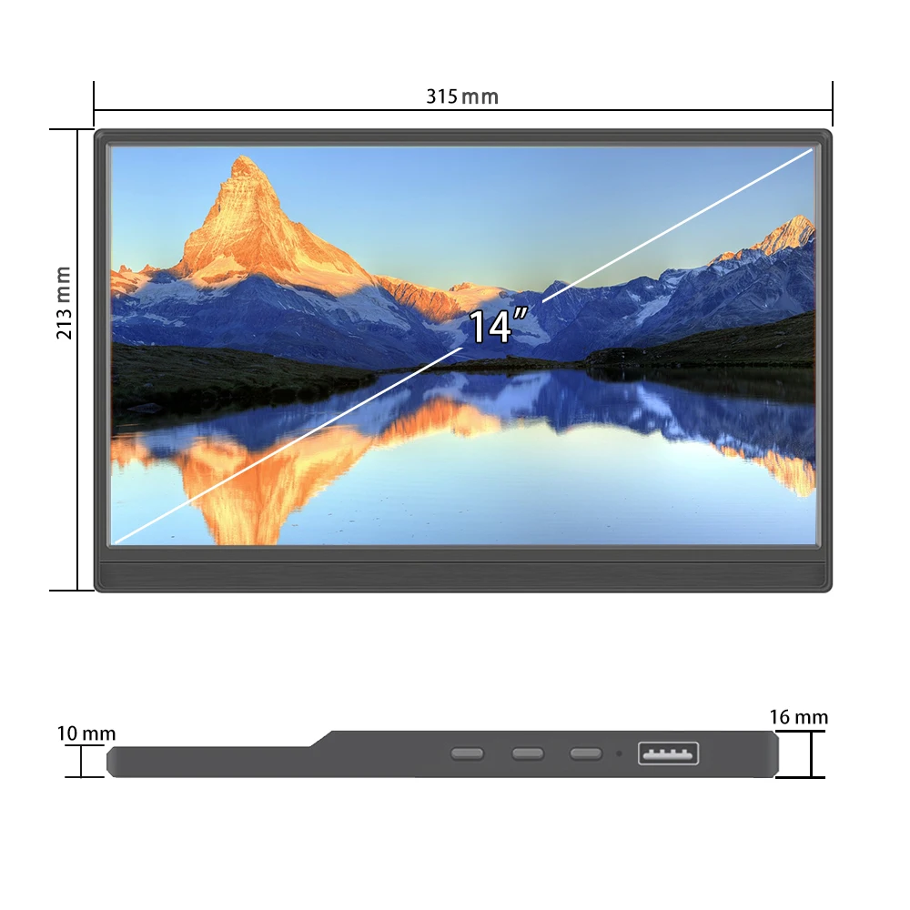 14" Tragbarer Touchscreen FHD 1920x1200 16:10 IPS Panel Sekundäranzeige Computermonitor Typ-C HDMI für Xbox Switch Laptops