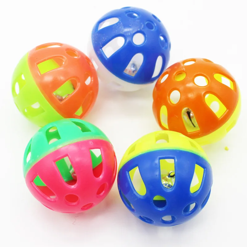 Pelota con anillo de campana para gatos, juguetes de plástico para jugar al cascabel, sonajero para masticar, bolas para rascar, juguetes