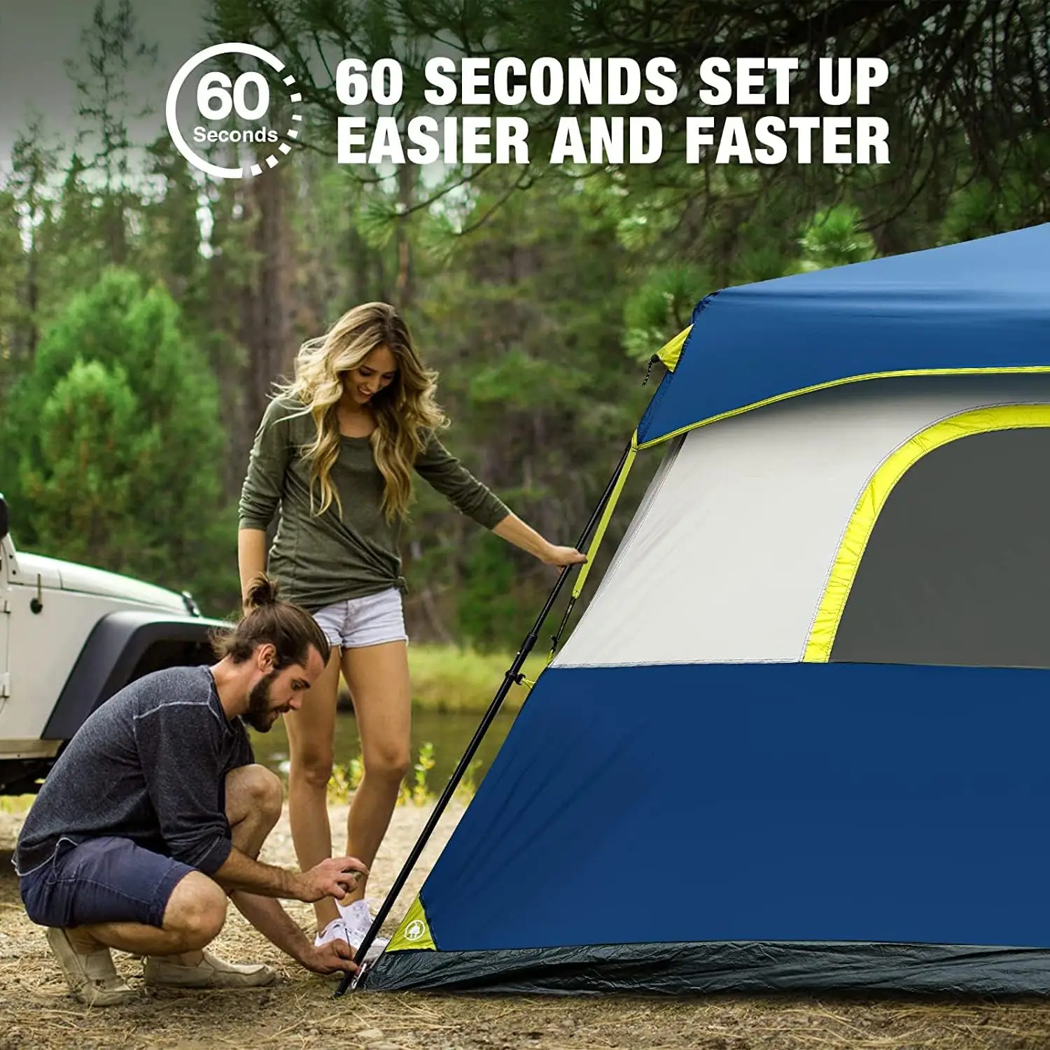 

Instant Cabin Tent, 8 Person/10 Person Camping Tent Setup in 60 Seconds with Rainfly