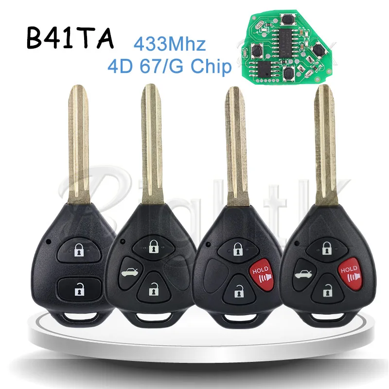 

B41TA Smart Remote Car Key 433 МГц 4D 67 G чип для Toyota Fortuner Hilux Innova Corolla Innova Yaris 2/3/4 кнопки 89070-52E61