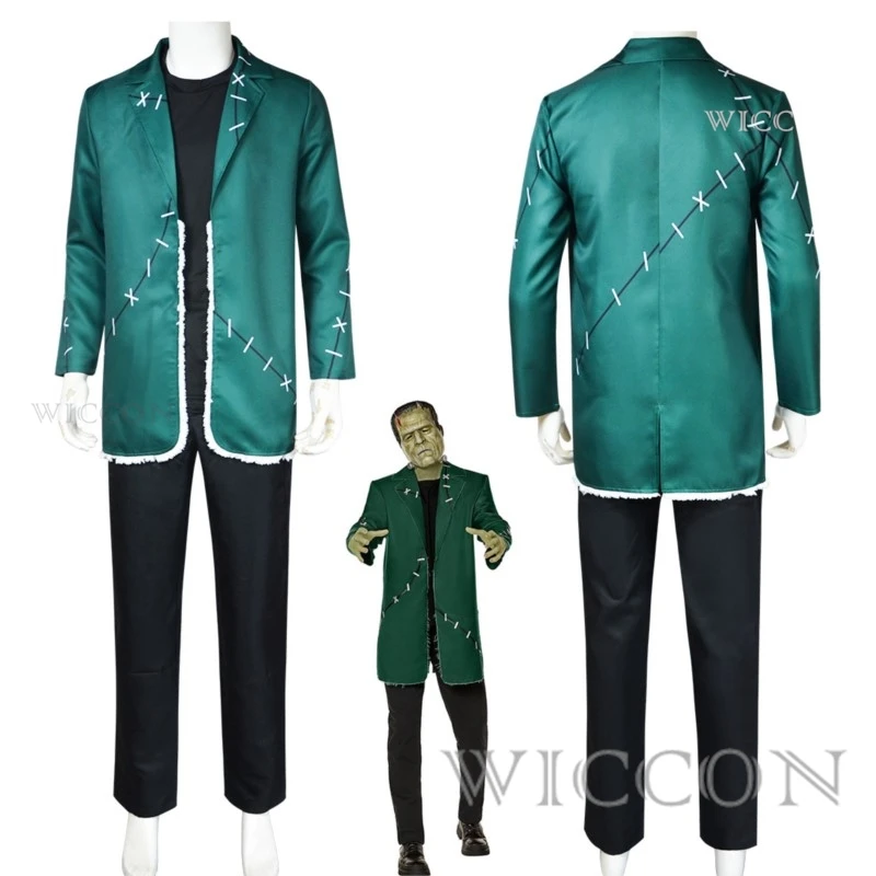 Frankenstein Cosplay Green Coat suit Anime Scientific Freaks Costume Halloween Party Terror Prop for Man Women