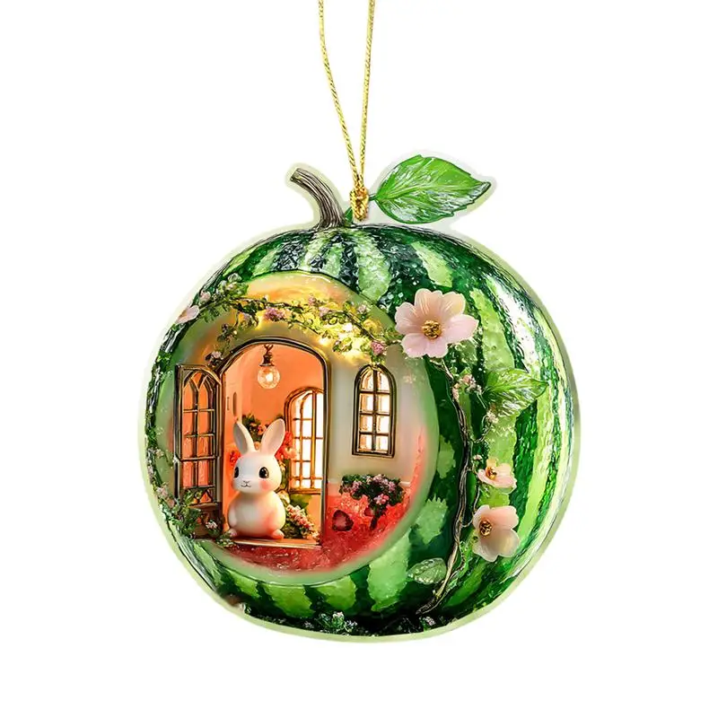 Valentine Tree Ornaments Auto Hangable Ornament Animal Fruit House 2D Acrylic Valentine's Day Hangable Car Ornament Cartoon Car