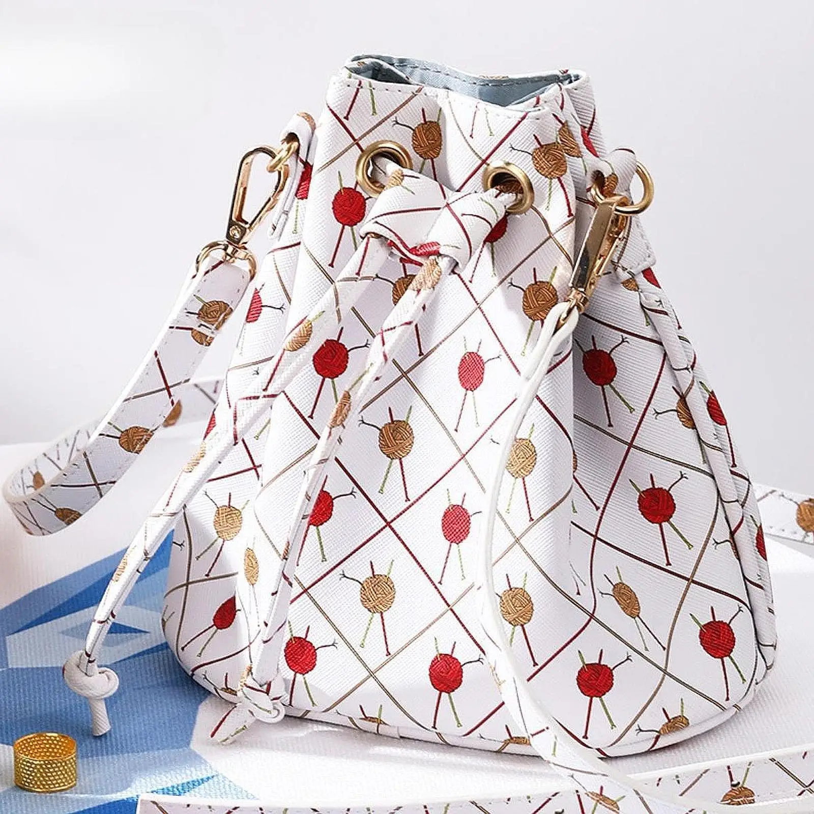 

Woolen Yarn Storage Bag Sturdy Portable Crochet for Outdoor Sewing
