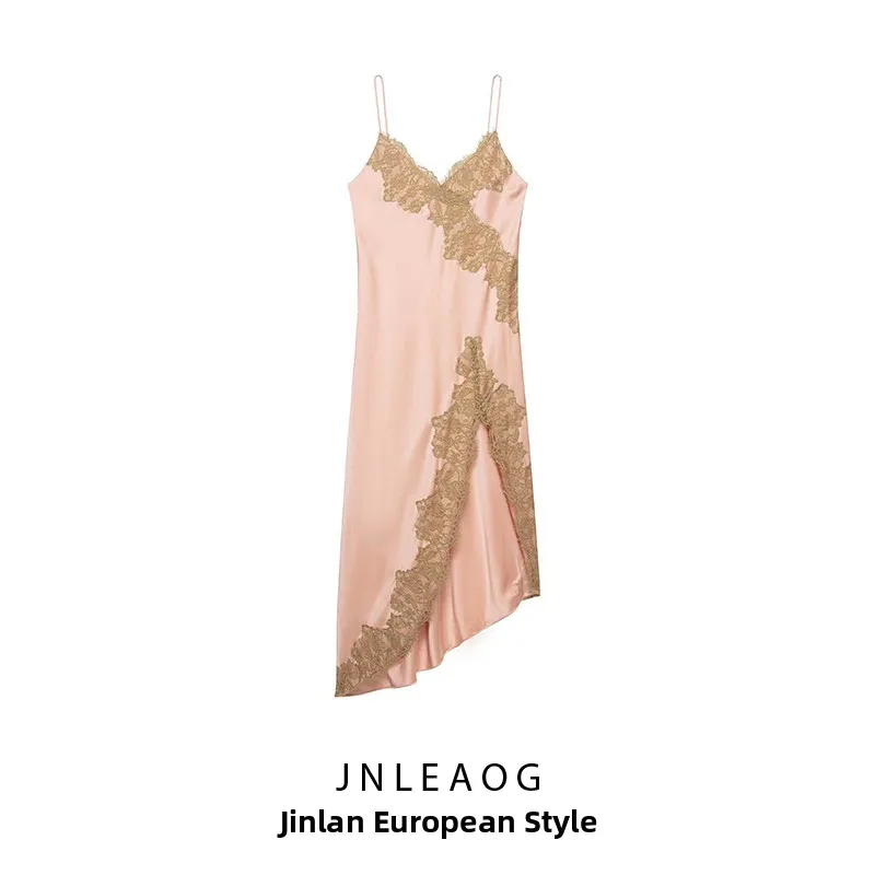 

Fashionable Lace Trim Dress Spring New Arrival Women's Clothing Item 2678047 Polyester Fiber Sleeveless Slim Fit Casual