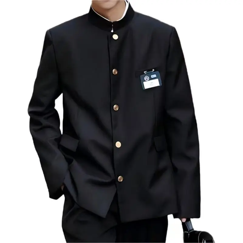 

Japan Preppy Style Dikei Koukousei Men Stand Collar Suit Jacket Black Cosplay Casual Blazers Unisex