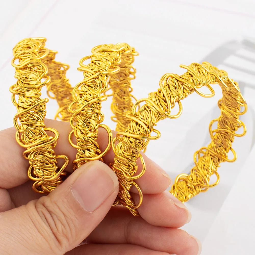 

Dubai Gold Color Bangle Set for Women free shipping halloween Charm Wedding Ethiopian Arabic Hand Jewelry