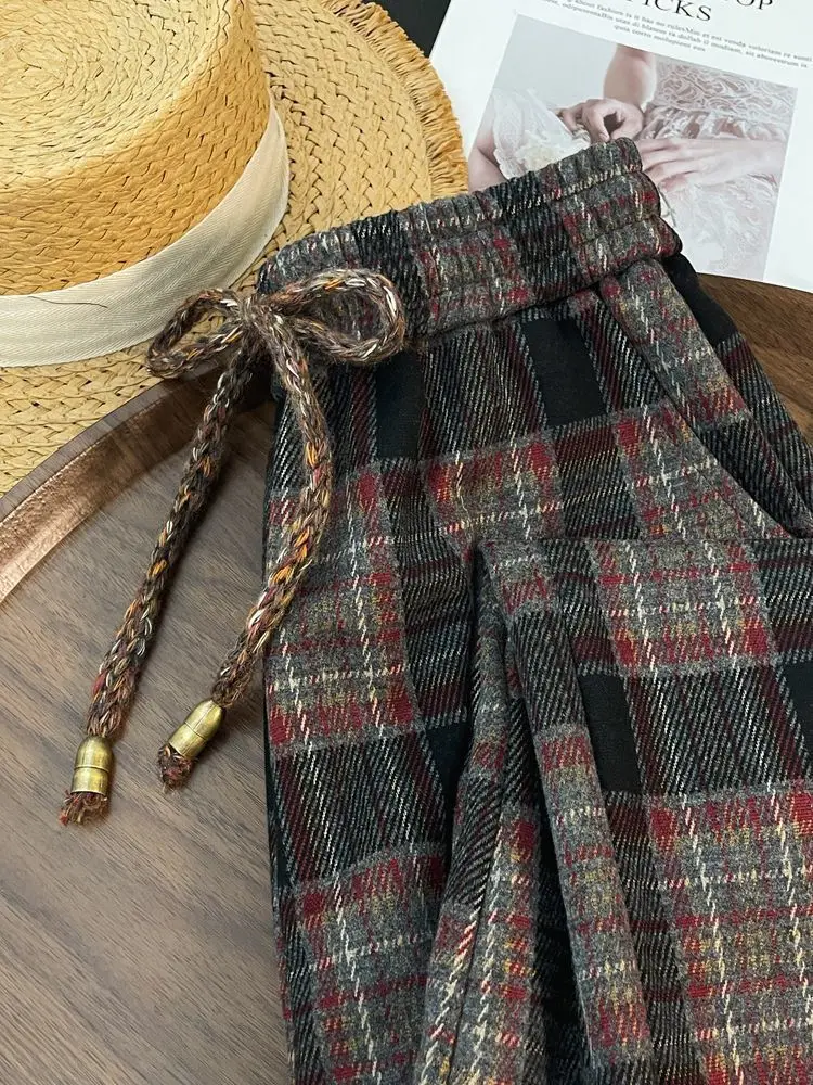 بنطال ذو قصة أرجل واسعة قابل للتمدد للنساء ملابس ربيعية مضادة للتجاعيد وتسلق الجبال بأنماط غير مكفوفة من الدوبامين بطبقة مزدوجة من نسيج قطني طويل #1