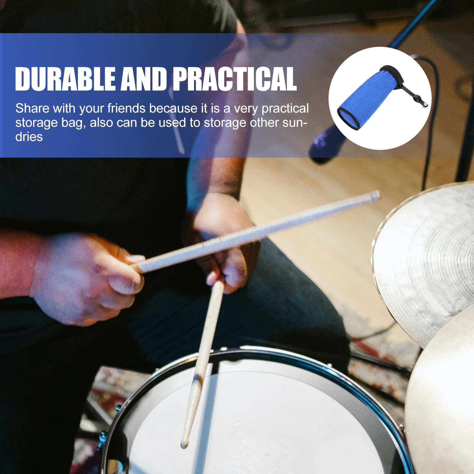 Drum Stick Holder Storage Holders Simple Drumstick Bag Mallets Organizer Pouch Blue Useful Bags