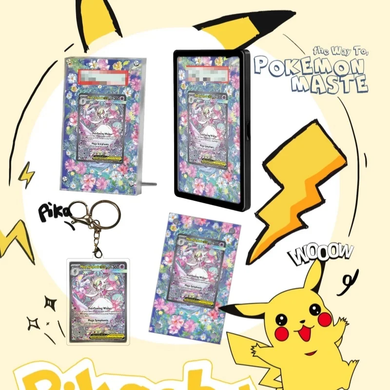 Art Display for Pokemon Cards PTCG Mega Gard Ex Anime Game Collection Expand Gift Self Made Acrylic Protective Case Keychain Toy