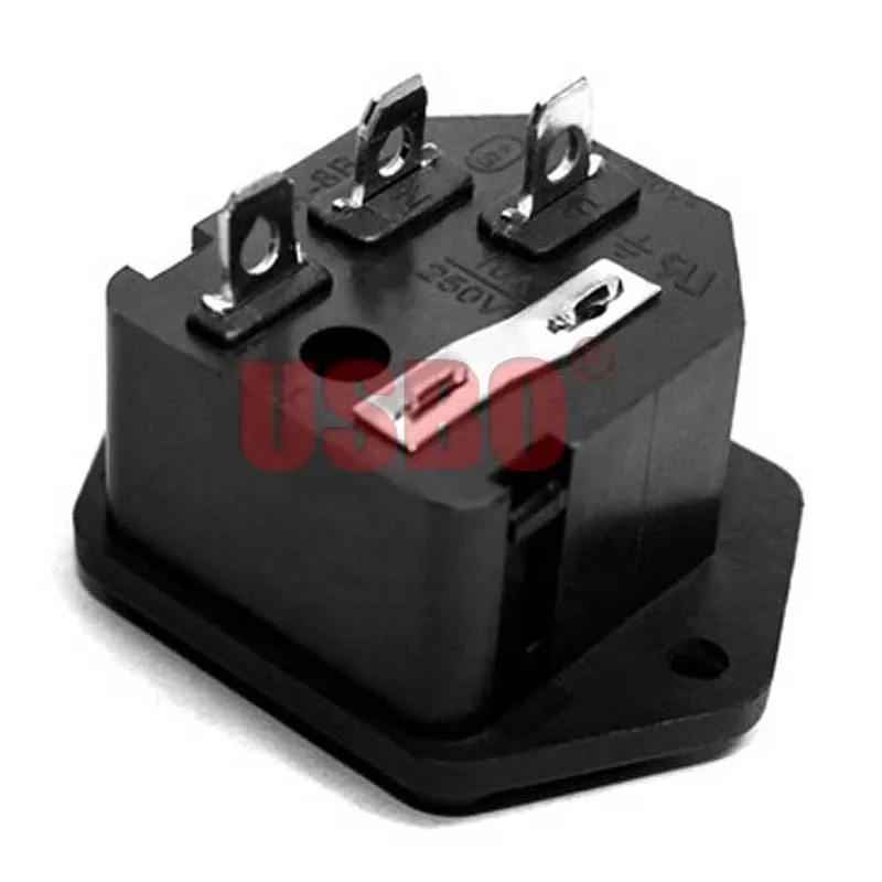 Supply Black Copper 10A 250V IEC320-C14 with FUSE universal electrical AC power socket PDU industrial cabinet wiring socket