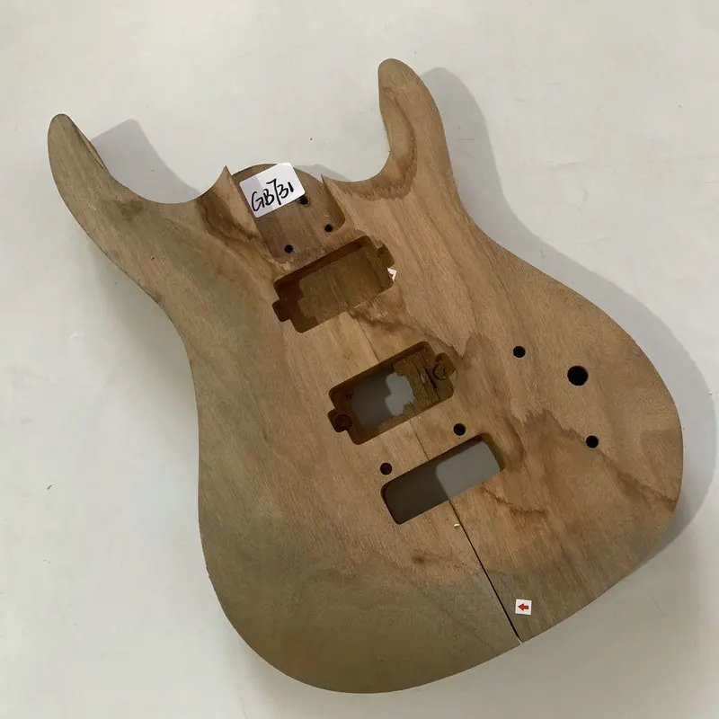 GB731  Wood Cracks Unfinished Electric Guitar Body in Solid Wood with 2 Humbucker Pickups for DIY