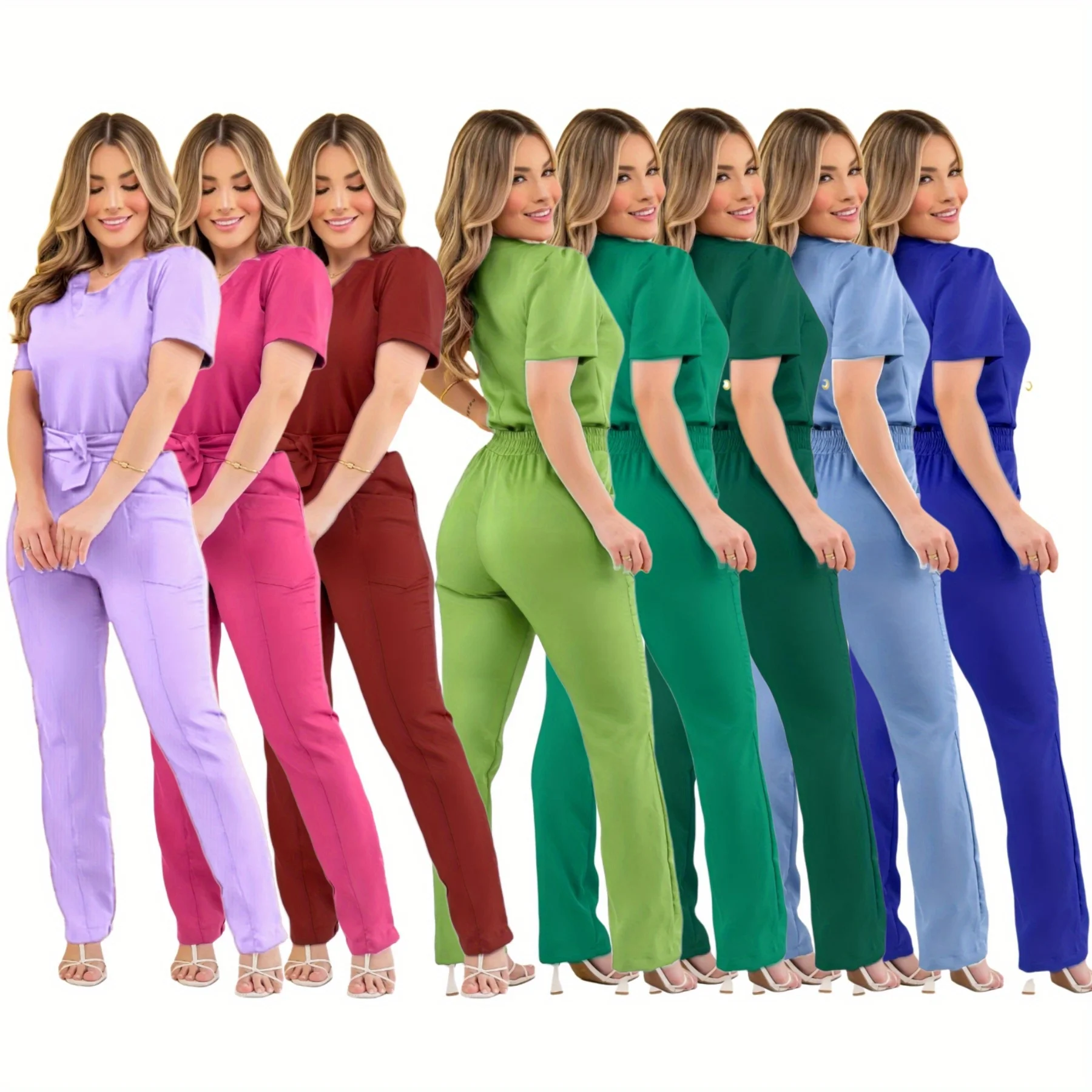 

Multi-Scene Applicable! Women's OR Nurse Uniform Set, Isolation Uniform, Beauty Salon & Clinic Scrub Gown