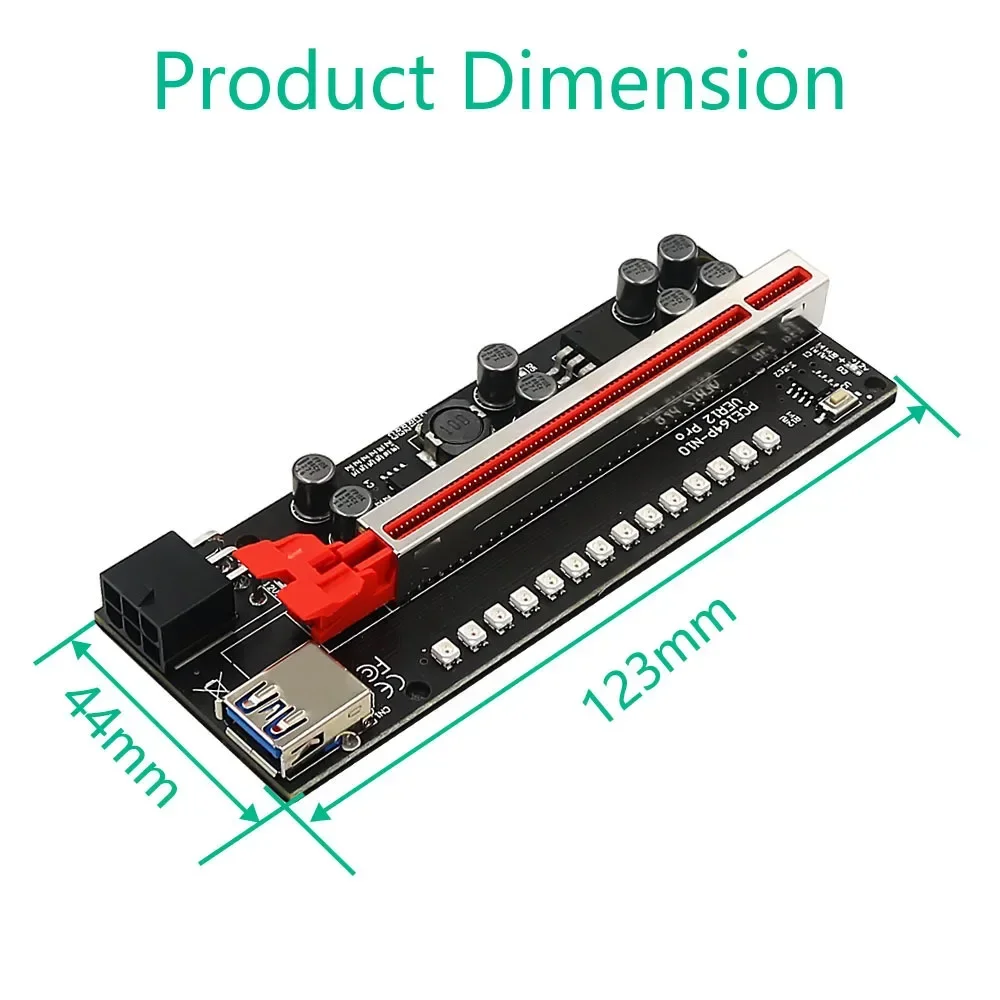 2022 New VER009S Plus PCI Express PCIE PCI-E Riser Card SATA 1X to 16X 6Pin Power 0.6M USB 3.0 Cable for Video Card