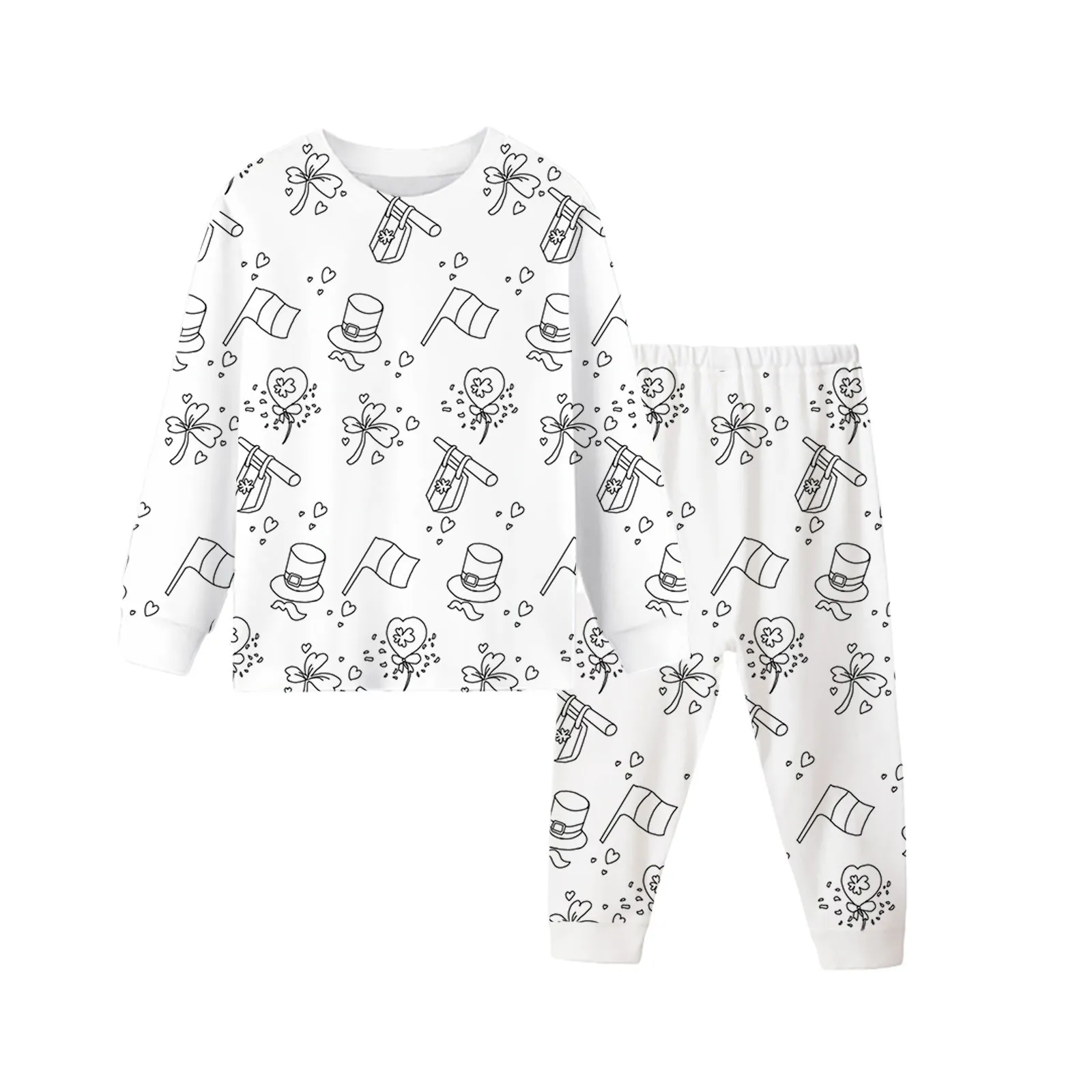 

St. Patrick's Day DIY Pajamas Kids Sketch Colorful Pajama Set Kids Art Color Your Own Pajama DIY Kid Crafts For Kids Boys Girls