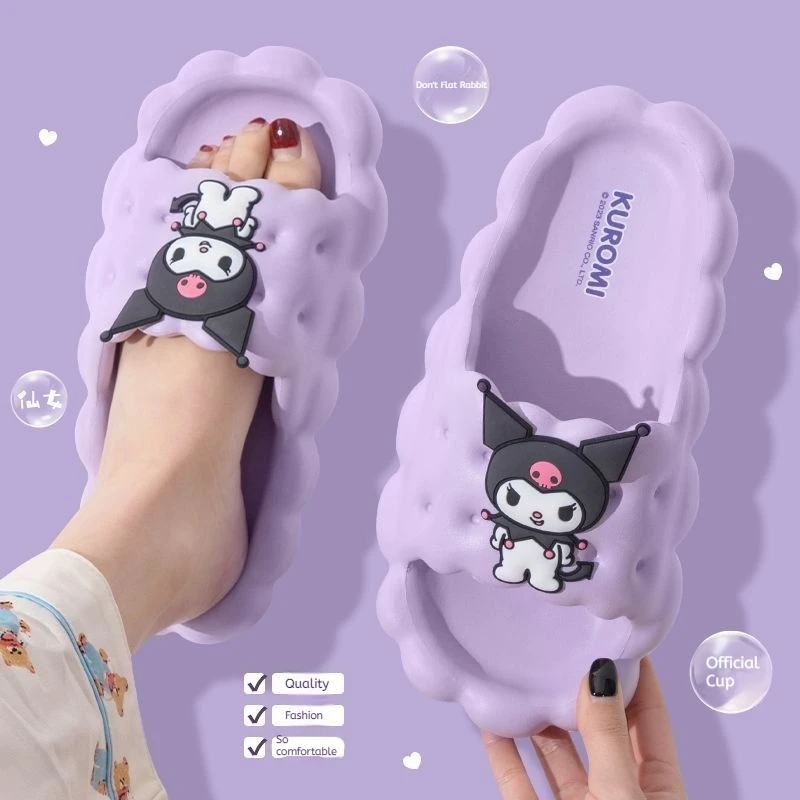 Cute Sanrio Slippers Hello Kitty Cinnamoroll Kuromi Slippers Kawaii Women Indoor Slippers Comzy Anti-Slip House Flat Slipper