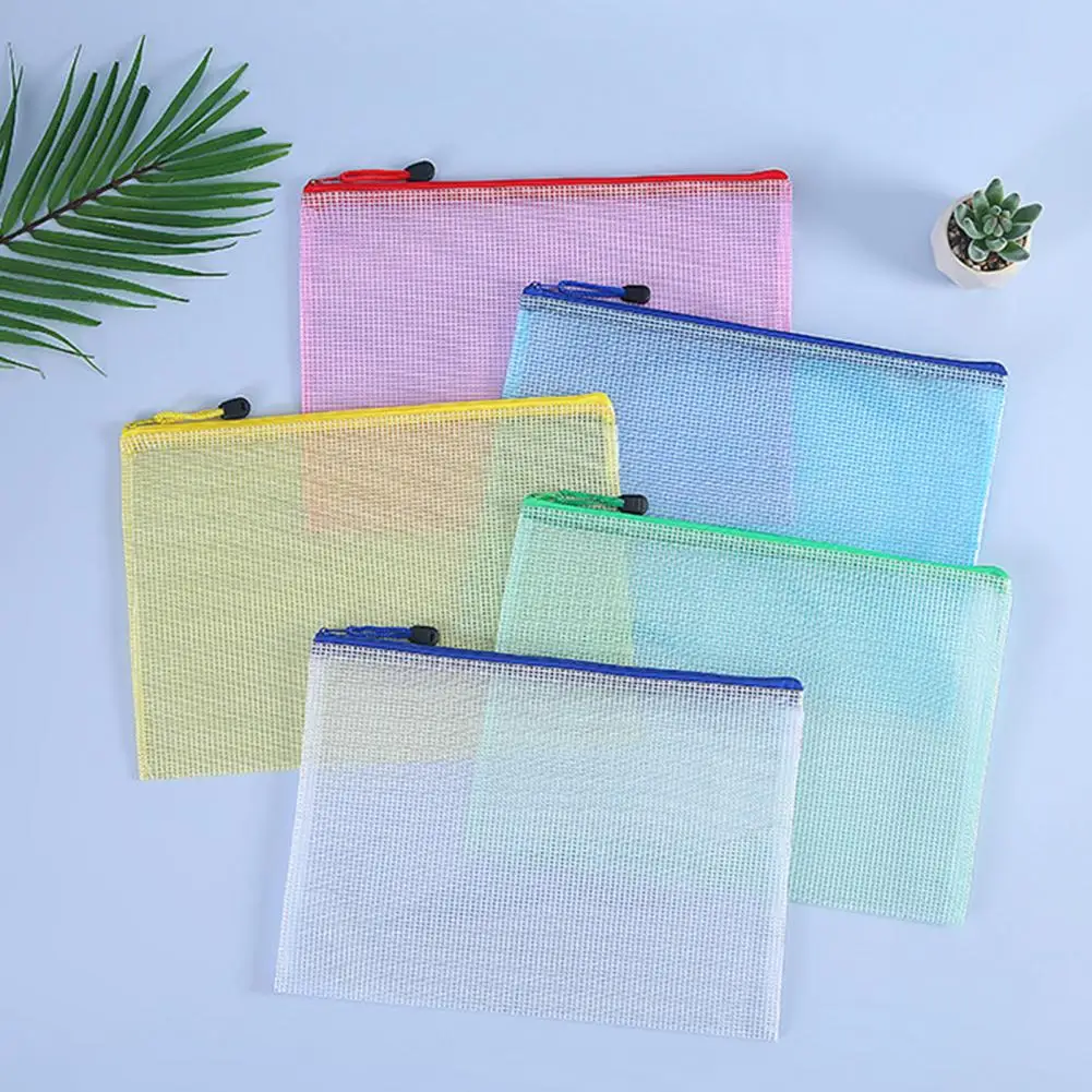 

10Pcs Mesh Zipper Pouches Waterproof File Holder Transparent Organizing Bags Document Organizer Document File Bag B4/A4/A5/B5/A6