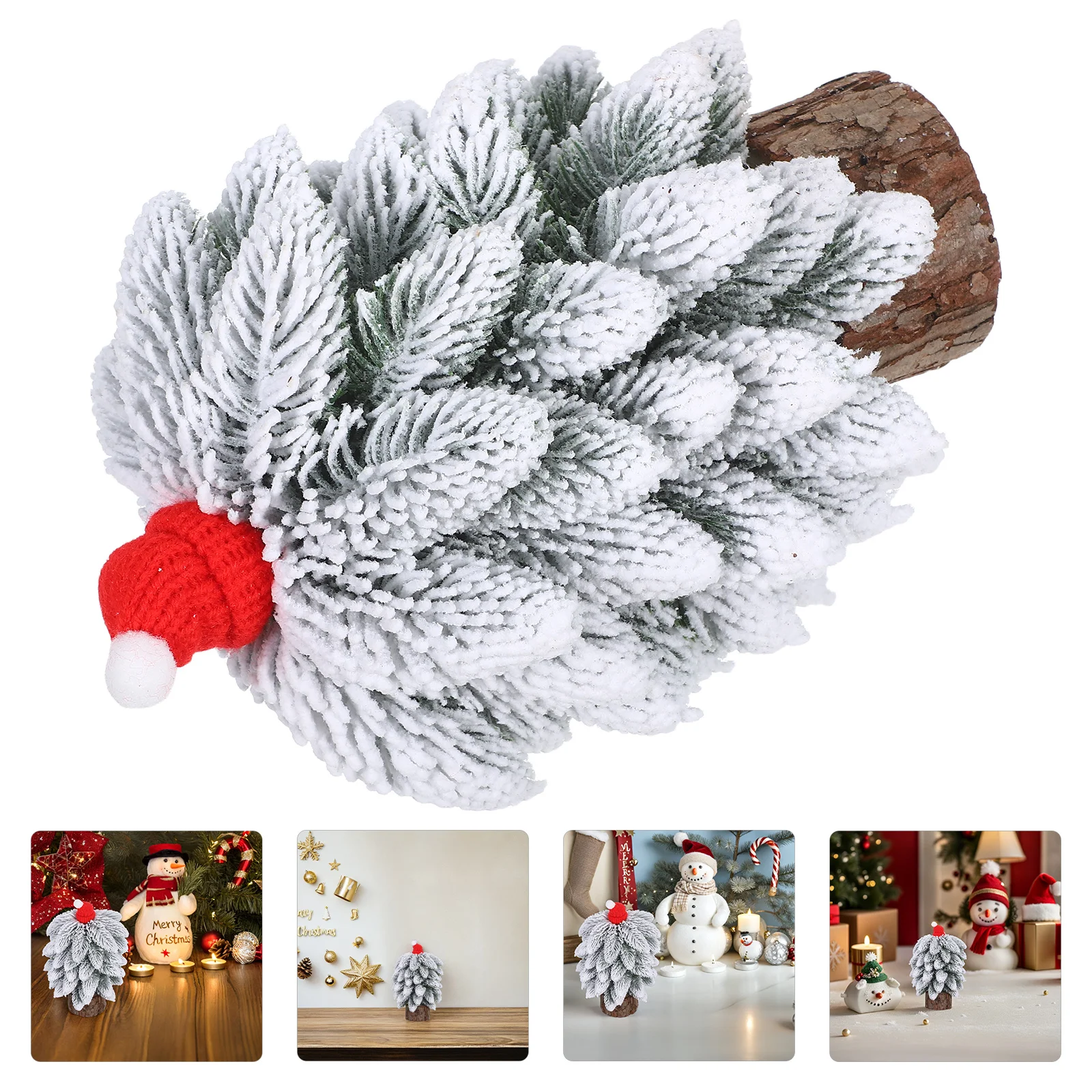 

Mini Christmas Tree 9 Inch Tabletop Artificial Pine Tree Wooden Base Xmas Desktop Decoration Party Accessories