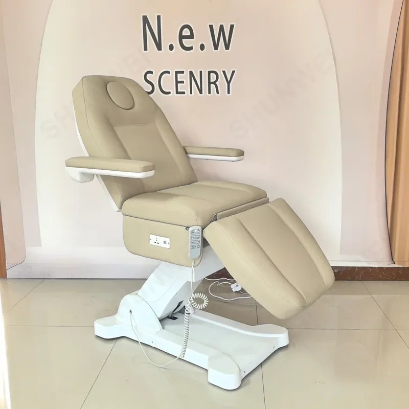 High Grade Electric Beauty Bed with Lifting Function and Embroidered Pattern for Eyelash Extensions and Ear Treatments