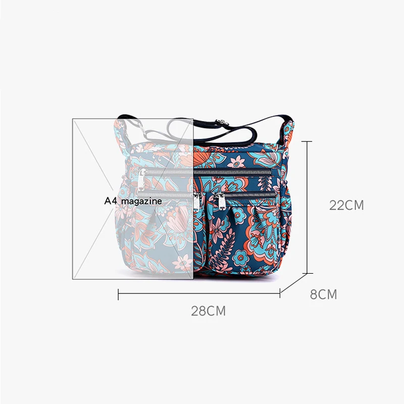 Women Shoulder Bags Casual Anti-theft Multi-layer Large Capacity Waterproof Nylon Messenger Bag Light Weight Travel Handbags