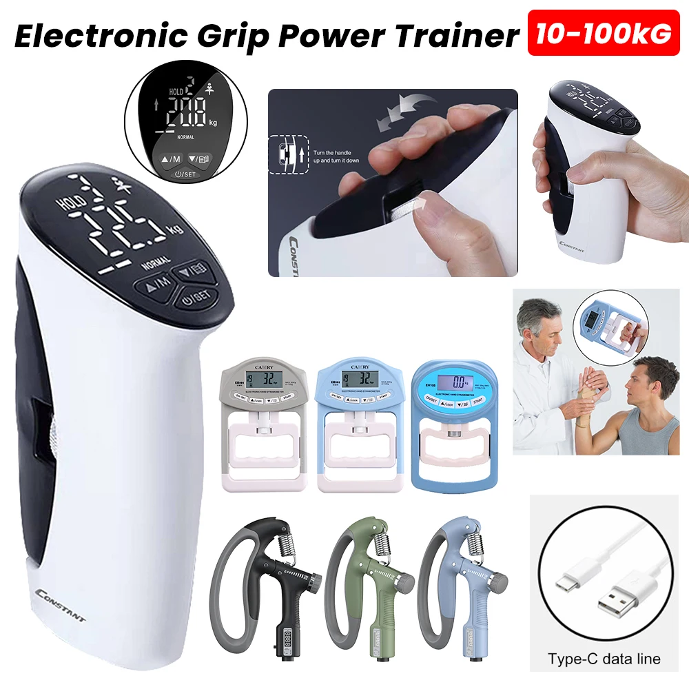 Digital Electronic Dynamometer Hand Grips Strength Trainer Counting Gripper Strength Measurement Meter Auto Capturing Hand Grip