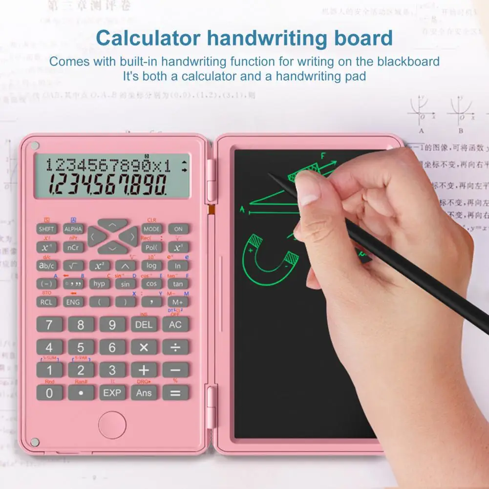 Calculator Portable Folding LCD Writing Board 12 Digits Clear Display Pocket-sized Scientific Calculator