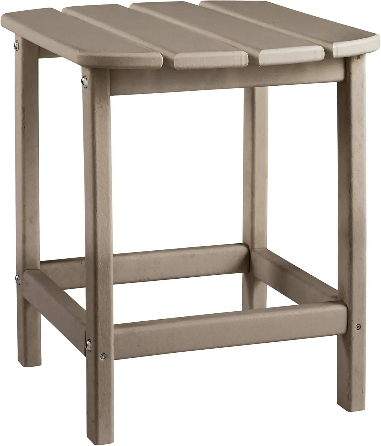 

HDPE Outdoor Patio End Table - Weather Resistant, Driftwood Brown, 19x15x18 Inches