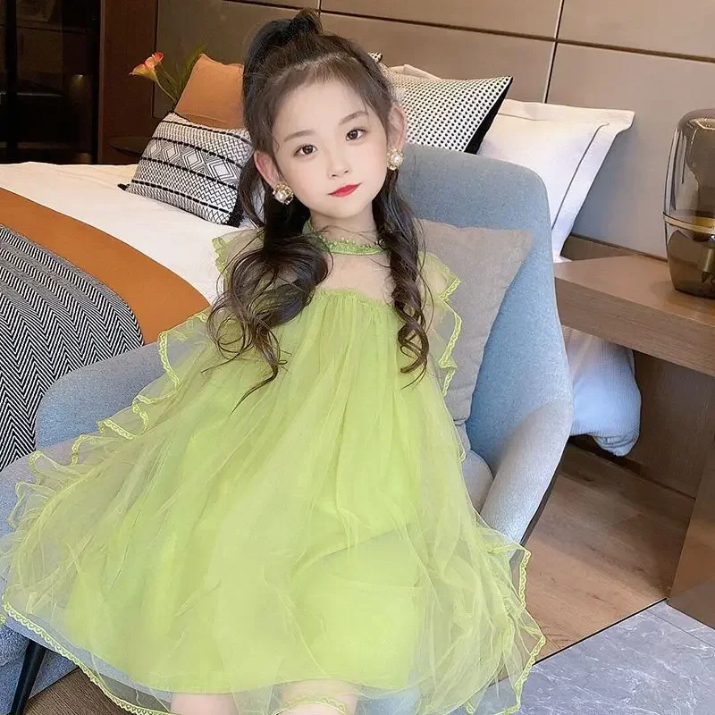 

Girls' Summer Dress New Children's Sleeveless Elegant Princess Dress Performance Dress Puff Skirt