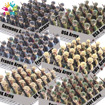 Giocattoli per bambini WW2 Esercito militare Building Blocks US Soviet China UK Soldati Mini Action Figures Giocattoli per ragazzi Regali di Natale
