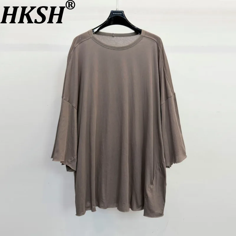 HKSH Spring Summer New Men Tide Dark Vintage RO Style Oversized T-shirts Casual Summer Thin Slightly Sheer Draping Tees HK27357