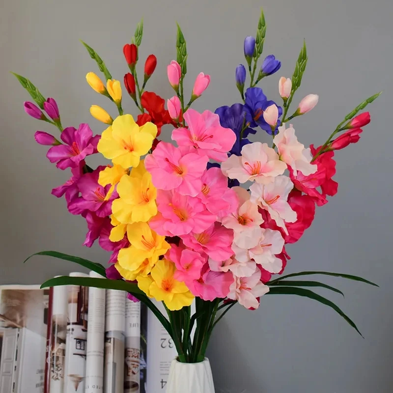 10pc Artificial Silk Gladiolus Flowers Real Orchid Flower For Wedding Party Home Festival Decoration Table Arrangemen