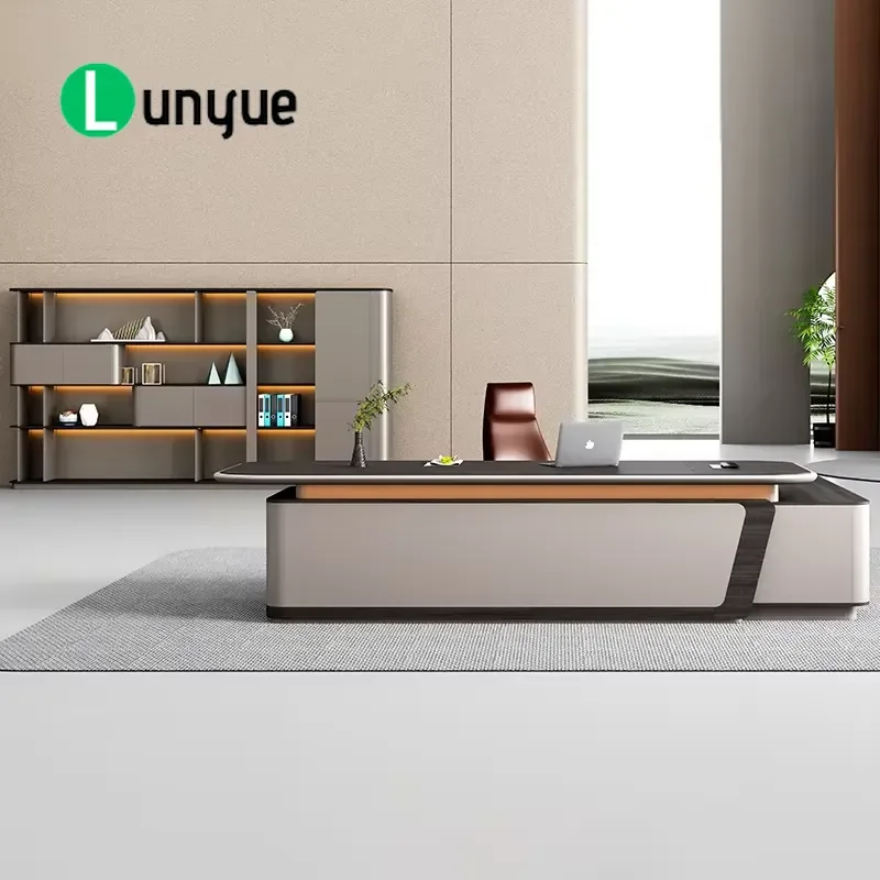 Modern L Shaped Executive Desk Convertible CEO Office Furniture for Manager Workstation Home Office Space Saving Design