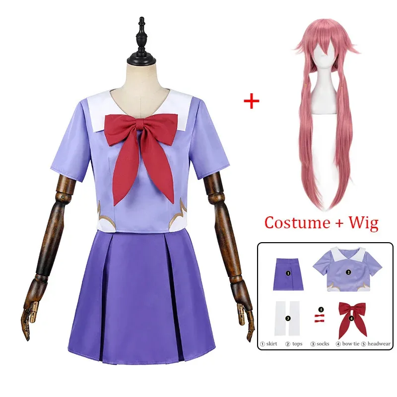 Anime Cosplay Gasai Yuno Cosplay Future Diary Cosplay Costume Wig Anime Mirai Nikki Sailor Suit Lolita Girl Uniform Dress F 72th view 6