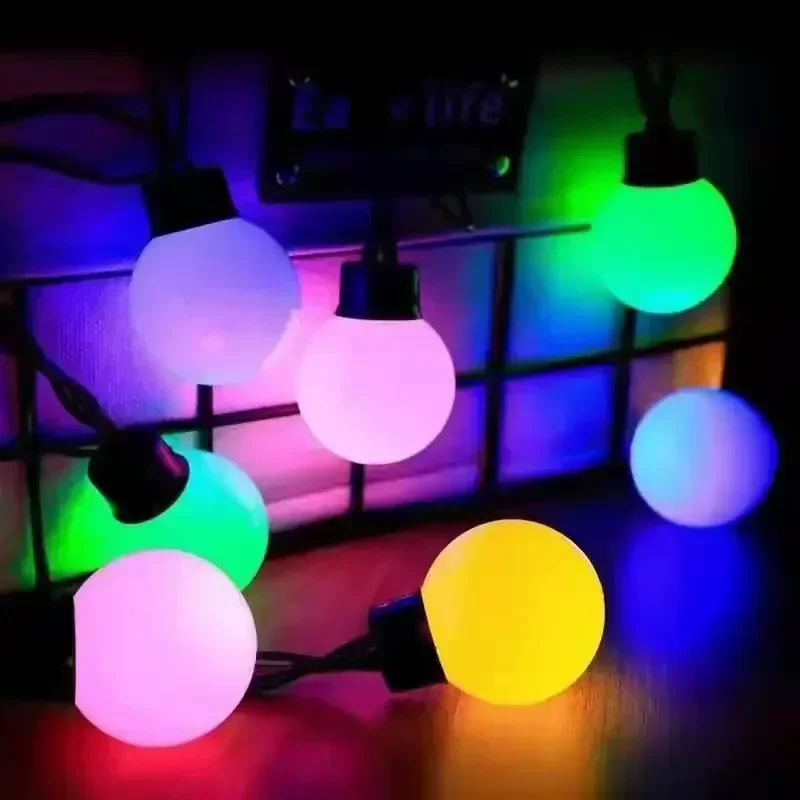 Guirnalda de luces redondas de 5CM, bombilla impermeable para exteriores, tienda de campaña, luz decorativa para dormitorio, fiesta, vacaciones, luces led