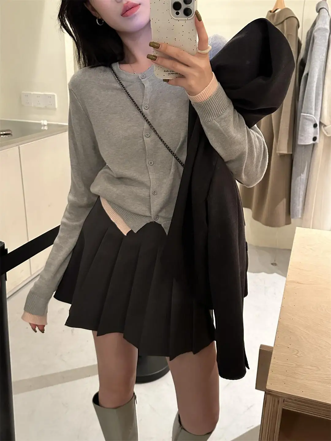 

Юбка-костюм Hellokay College Sle Anti-Light Bla для женщин, с высокой талией, плиссированная, укороченная, осенняя мода