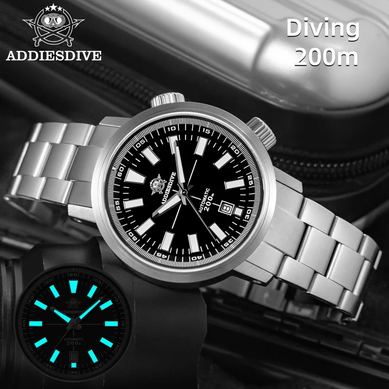 

ADDIESDIVE New Men Automatic Mechanical Watch 8215 Movement Super Luminous Sapphire Glass 200m Waterproof Watch Steel Wristwatch
