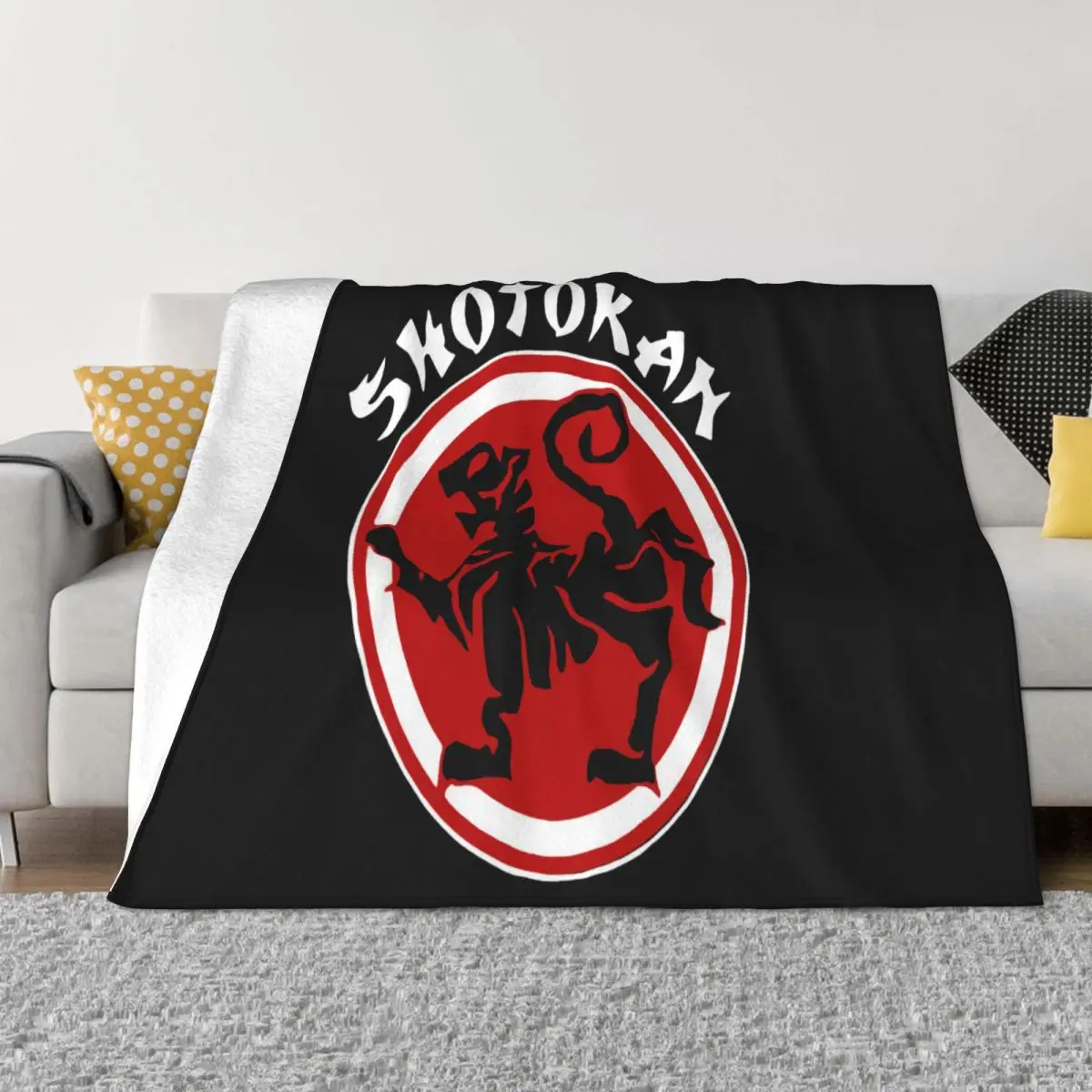 New Karate Shotokan Tiger Logo 2 Side Martial Art Men's Black Atmungsaktives S'3Xl Headband Sca Throw Blanket