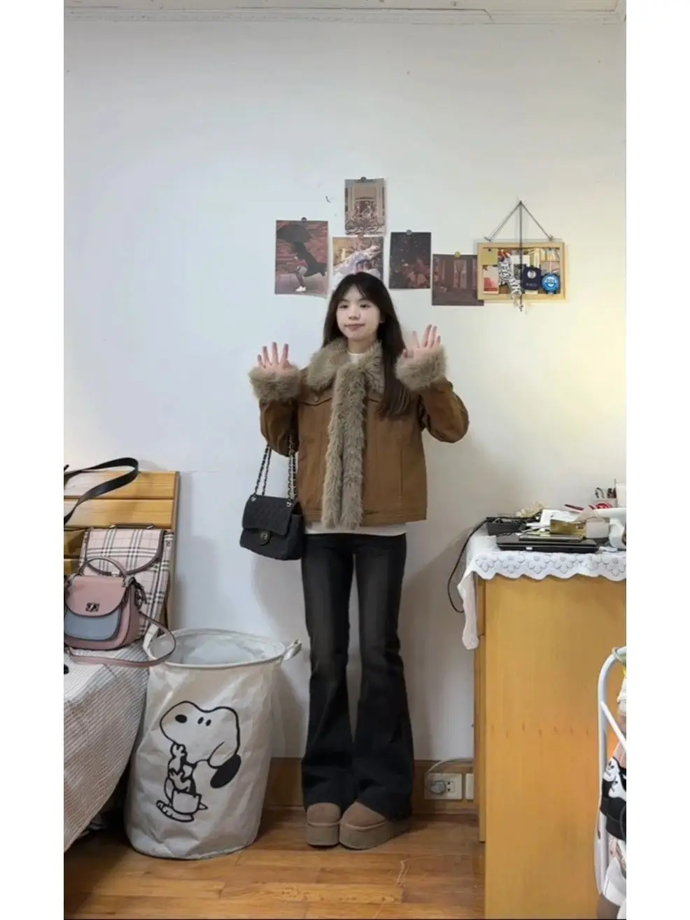 معطف الدنيم للنساء طويل الفراء أفخم المرأة الخريف المجهزة مربوط الخصر مقصوص بساطتها كلية الفصول الدراسية التخسيس وشاحات أنيقة